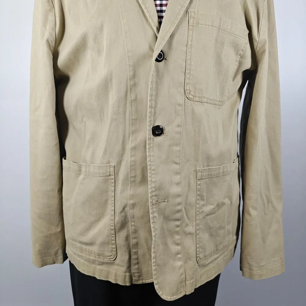 St John's Bay Men's Sport Coat Jacket Three Button‎ Khaki Cotton Spandex XL